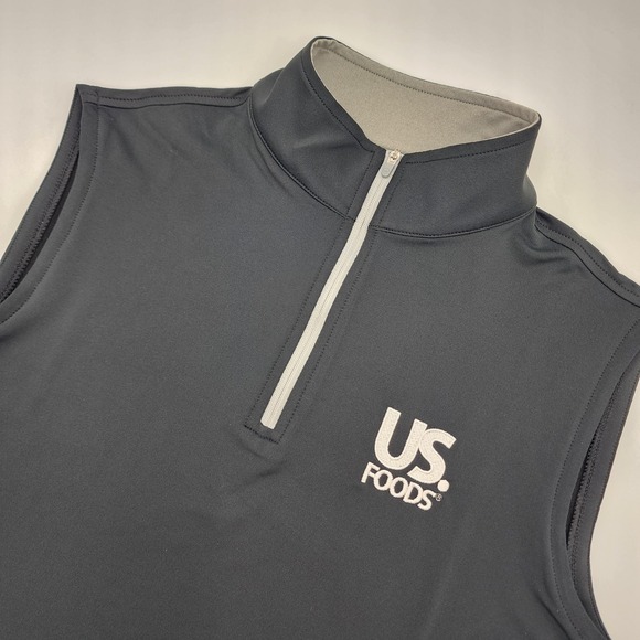 Peter Millar Vest‎ MensS Black Crown Sport Golf Performance 1/4 Zip Pullover
